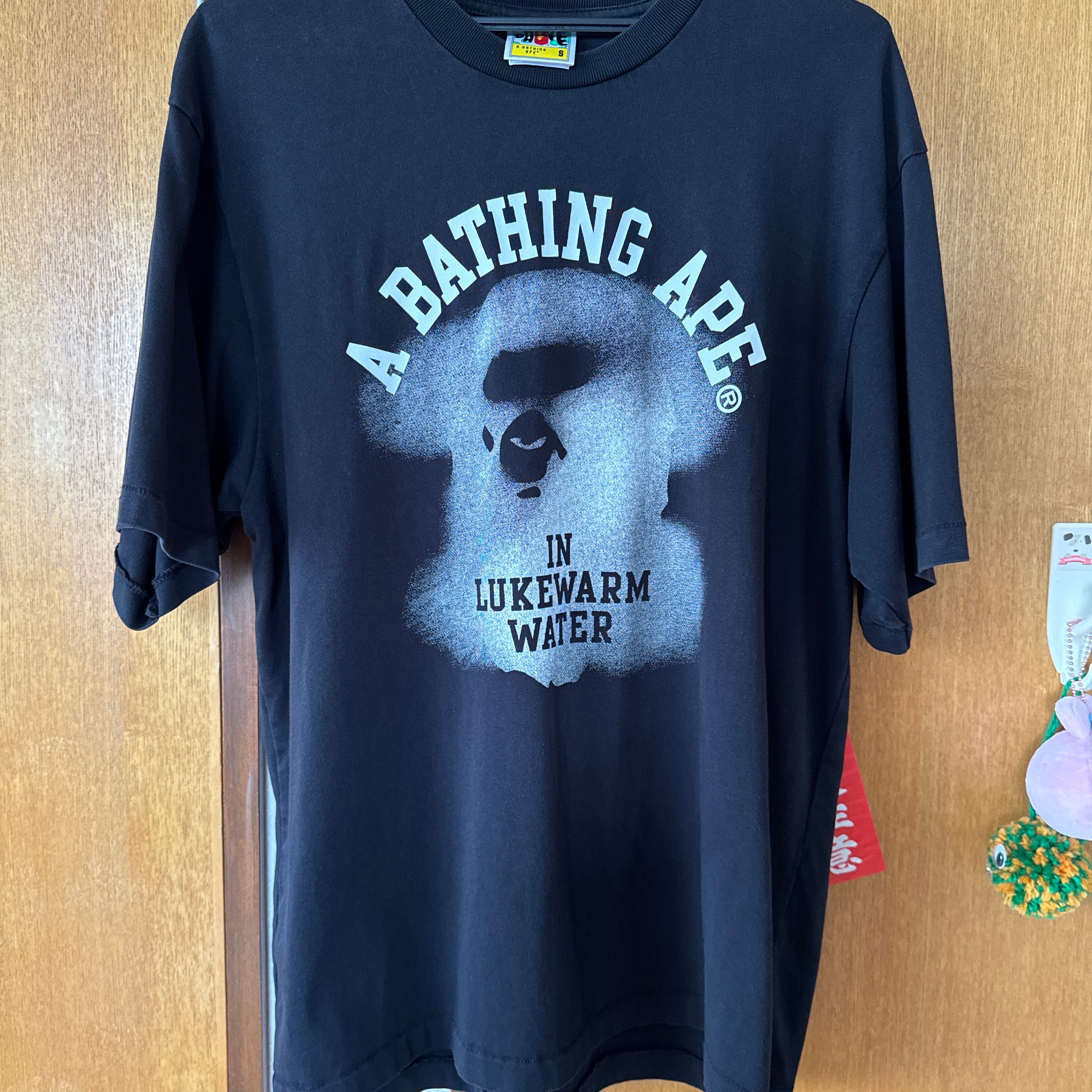 A BATHING APE Water Print College Logo Relaxed Fit Tee "Black"