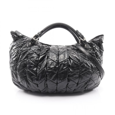 ミュウ ミュウ Miu Miu キルティング 2WAY ハンドバッグ バッグ パテントレザー レディース ブラック系 【中古】