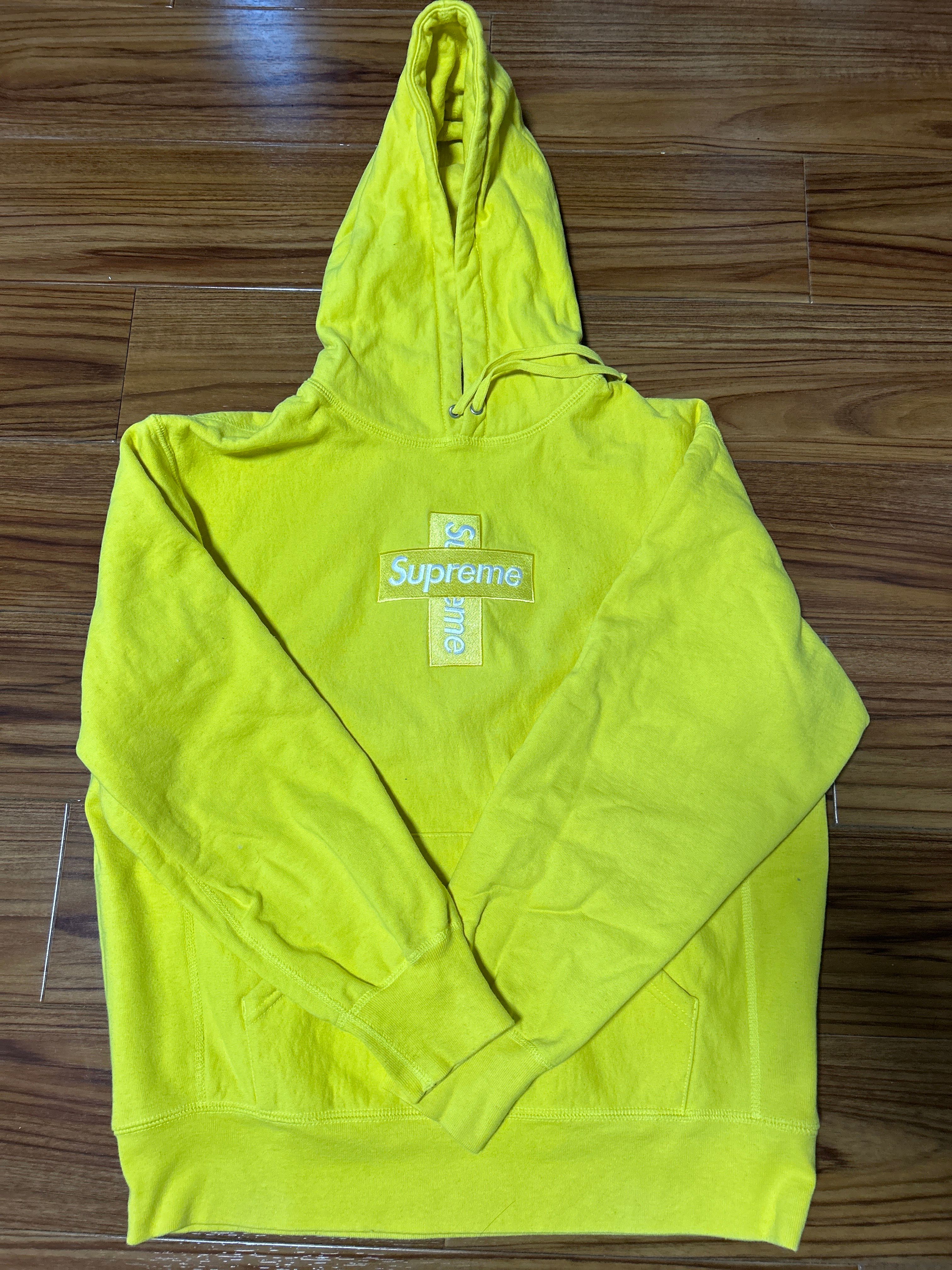 Supreme Cross Box Logo Hooded Sweatshirt "Yellow"