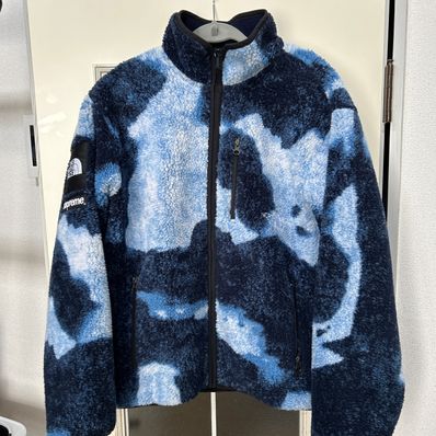 Supreme x The North Face Bleached Denim Print Fleece Jacket "Indigo"