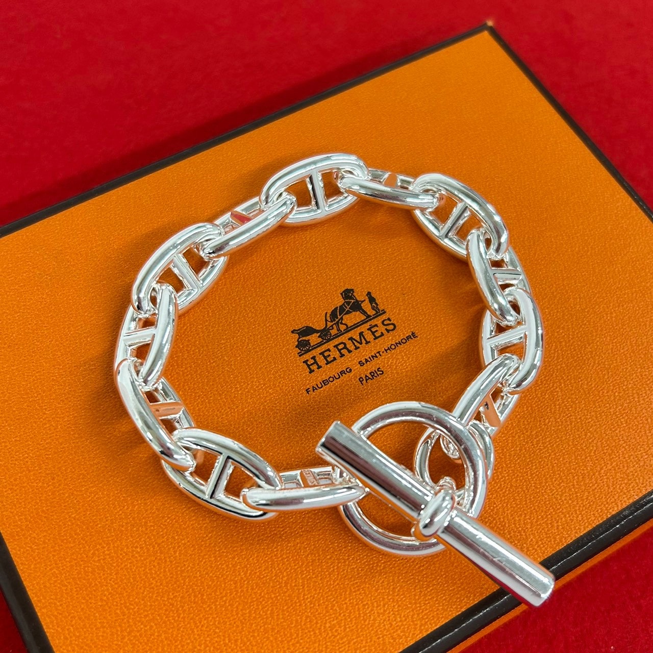 HERMES エルメス シェーヌダンクル GM 12コマ シルバー925 ブレスレット シルバー
 33241