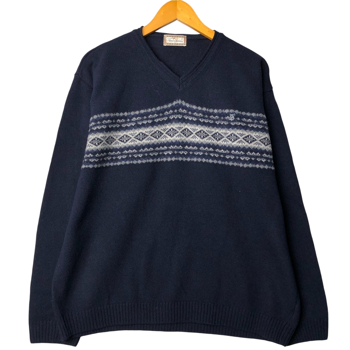 古着 バーバリー Burberry's Thomas Burberry フェアアイル柄 Vネック ウールニットセーター メンズM相当/eaa602119