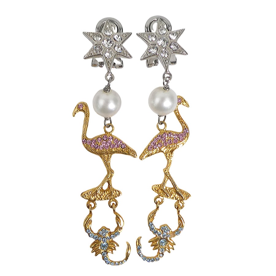 ミュウミュウ MIUMIU イヤリング メタル/フェイクパール/ラインストーン ゴールド/シルバー/ レディース【中古】 e62360i