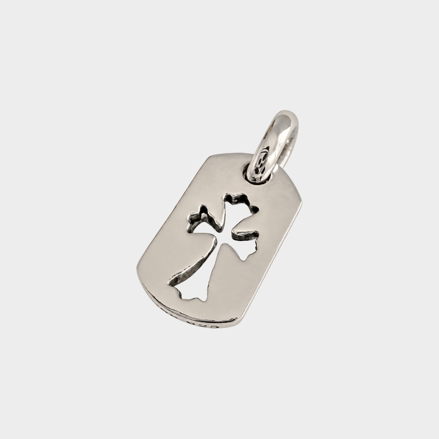Chrome Hearts Tiny Cutout Cross Dog Tag Charm "Silver"