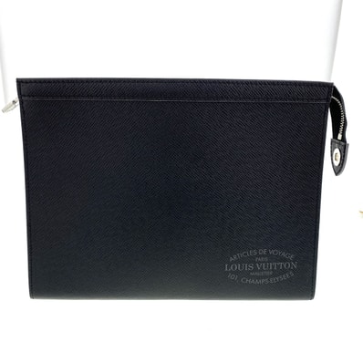 【再値下げ】LOUIS VUITTON ルイ・ヴィトン ポシェット ヴォワヤージュ MM クラッチバッグ M30395 タイガ ブラック メンズ【中古】