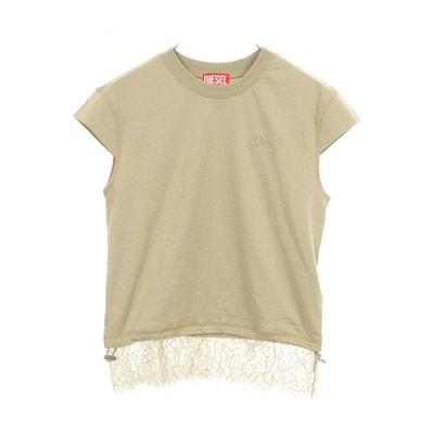 ディーゼル DIESEL T-LUNA レース切替 半袖Tシャツ 衣料品 トップス コットン レディース グリーン系 【中古】