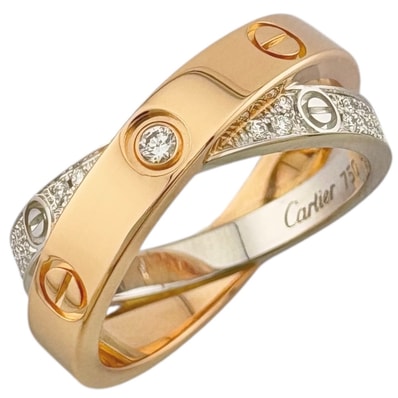 カルティエ ビーラブ リング 指輪 8号 18金 K18ピンクゴールド ダイヤモンド レディース CARTIER 中古