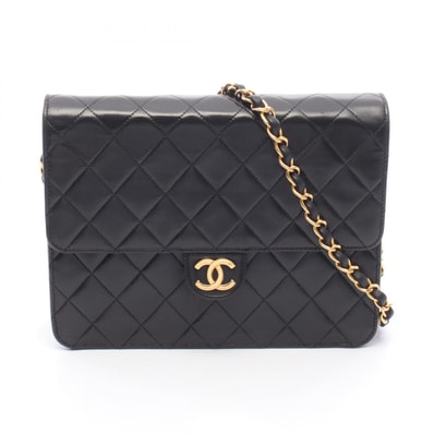 シャネル CHANEL マトラッセ シングルフラップ ショルダーバッグ バッグ ラムスキン(羊革) レディース ブラック系 【中古】