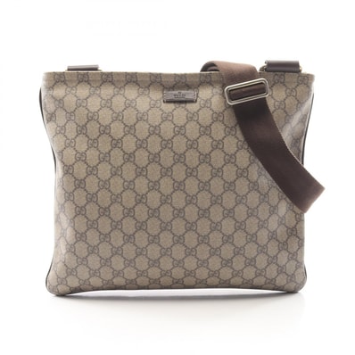 グッチ GUCCI GGスプリーム ショルダーバッグ バッグ PVCコーティングキャンバス レザー メンズ レディース ベージュ系 / ブラウン系 201446 【中古】