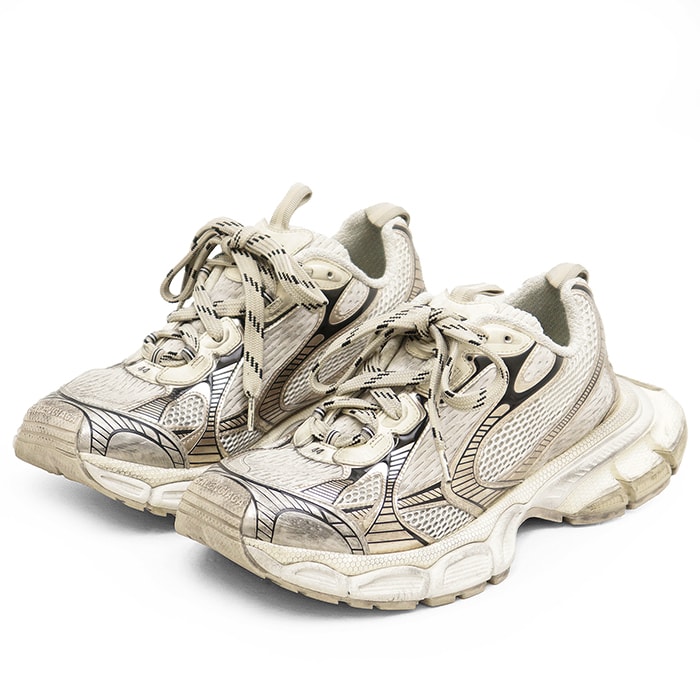 【美品】BALENCIAGA バレンシアガ 3XL スニーカー サイズ 44 メンズ ダッド メッシュ/メタリック オーバーサイズ ビッグシルエット シューズ 靴 箱・紐付属 グレー シャンパンゴールド 灰色 金色