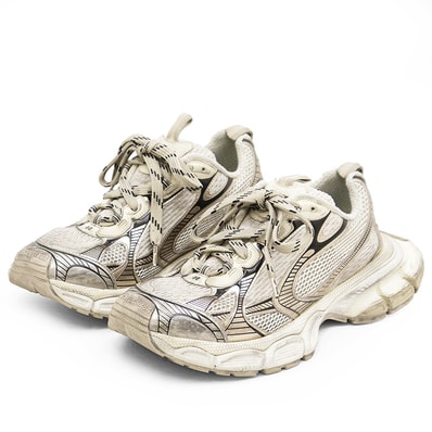 【美品】BALENCIAGA バレンシアガ 3XL スニーカー サイズ 44 メンズ ダッド メッシュ/メタリック オーバーサイズ ビッグシルエット シューズ 靴 箱・紐付属 グレー シャンパンゴールド 灰色 金色