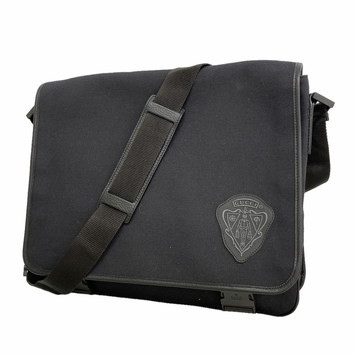 ★SALE【6ib2850】グッチ ショルダーバッグ 282524 キャンバス ブラック シルバー金具【中古】メンズ