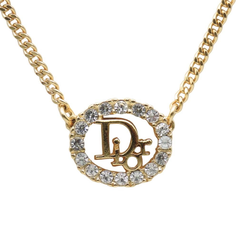 【中古】 クリスチャンディオール ネックレス メタル ラインストーン ゴールド CDロゴ GP アクセサリー レディース 女性 Christian Dior