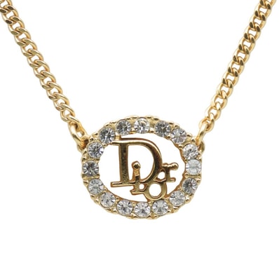 【中古】 クリスチャンディオール ネックレス メタル ラインストーン ゴールド CDロゴ GP アクセサリー レディース 女性 Christian Dior