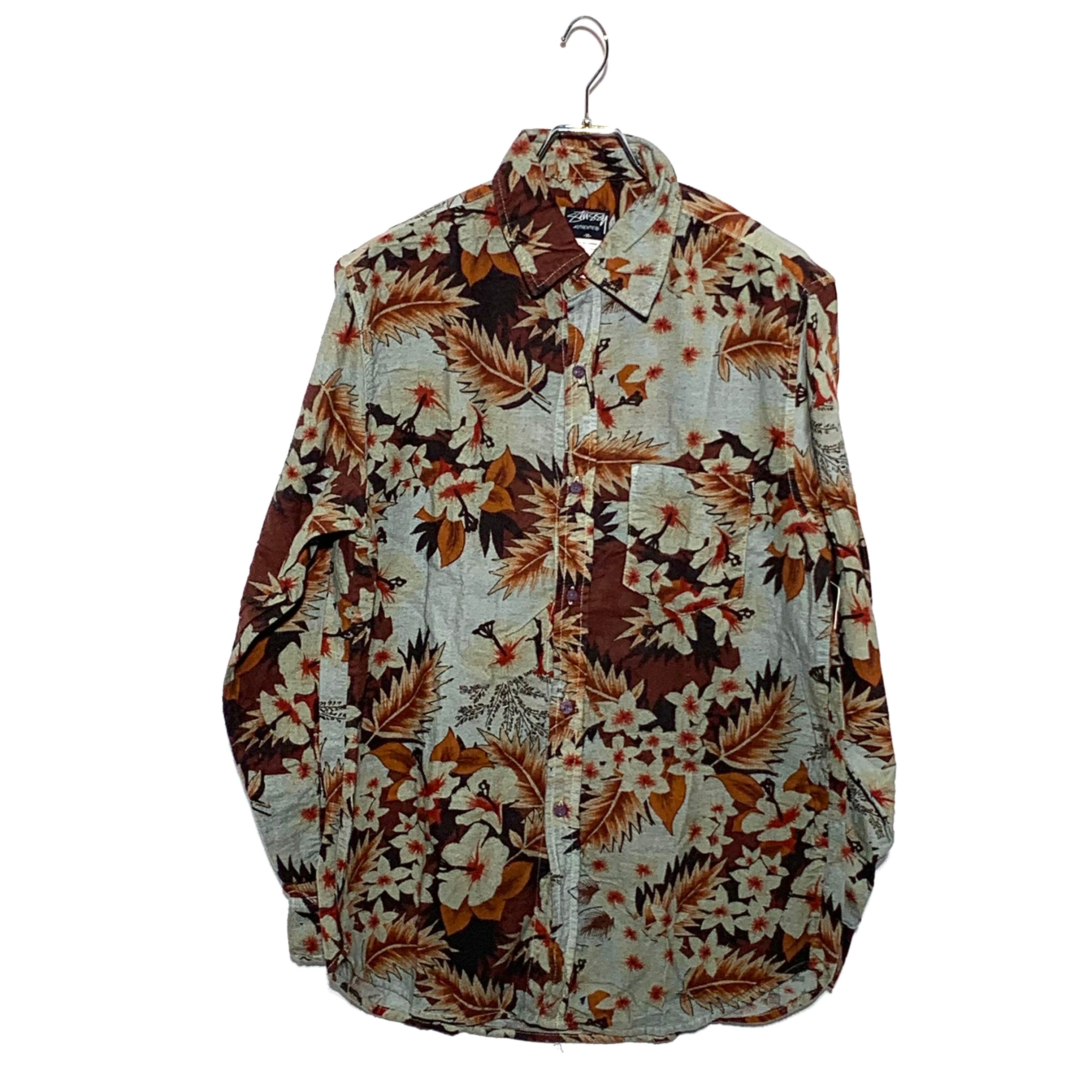 STUSSY botanical flannel shirt brown