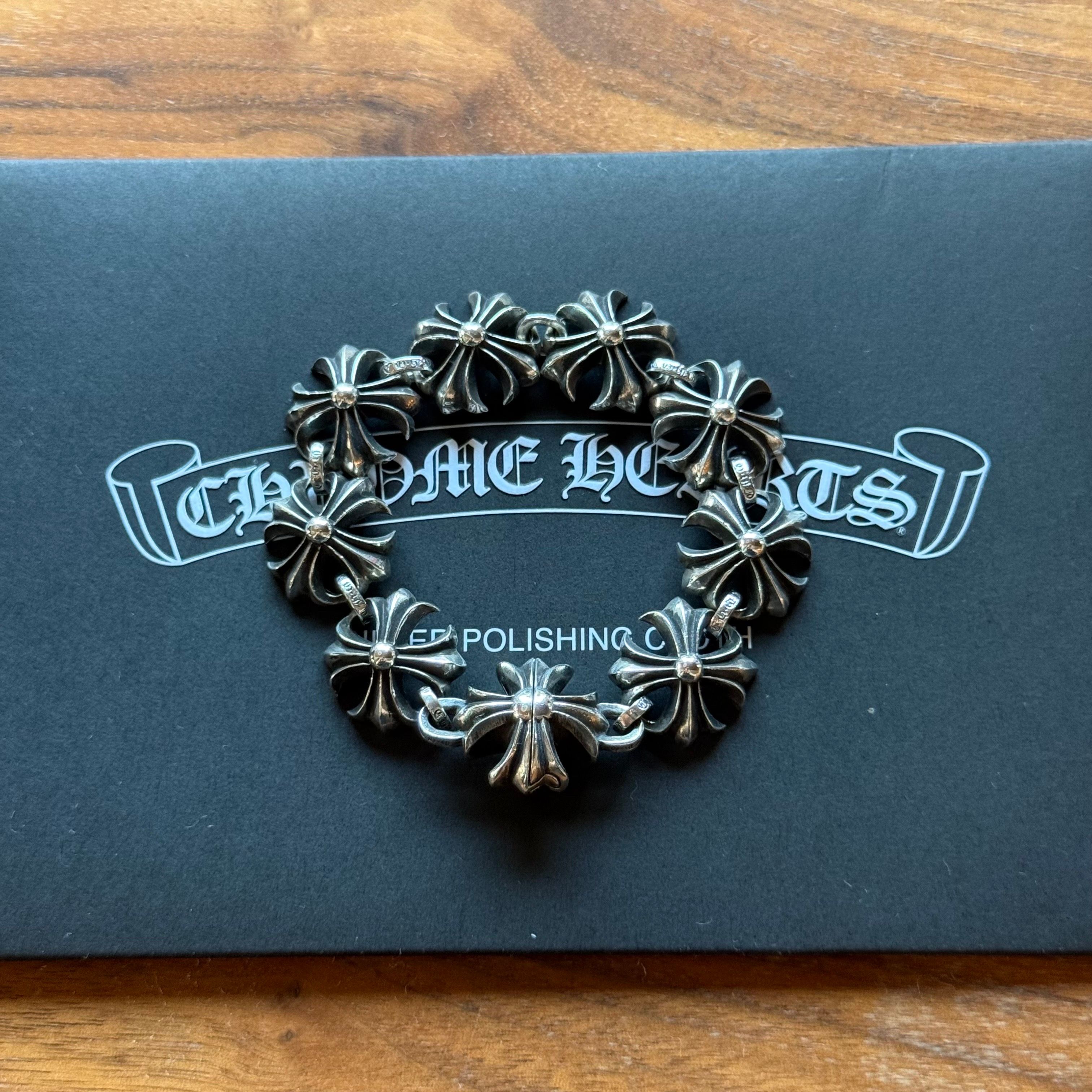 Chrome Hearts Cut Out Plus Link Large Bracelet "Silver"