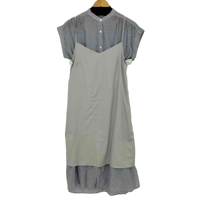 コットン ストライプ ノースリーブ シャツワンピース【1142452181612】