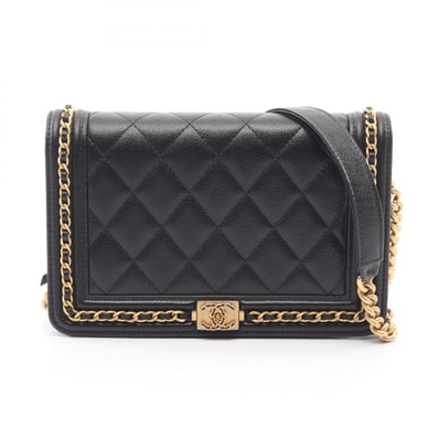 シャネル CHANEL ボーイシャネル マトラッセ ショルダーバッグ バッグ キャビアスキン(グレインドカーフ) レディース ブラック系 AP1117 【中古】