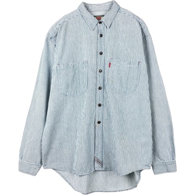 古着 リーバイス Levi's ヒッコリーストライプ 長袖 デニムシャツ メンズL相当/eaa666519