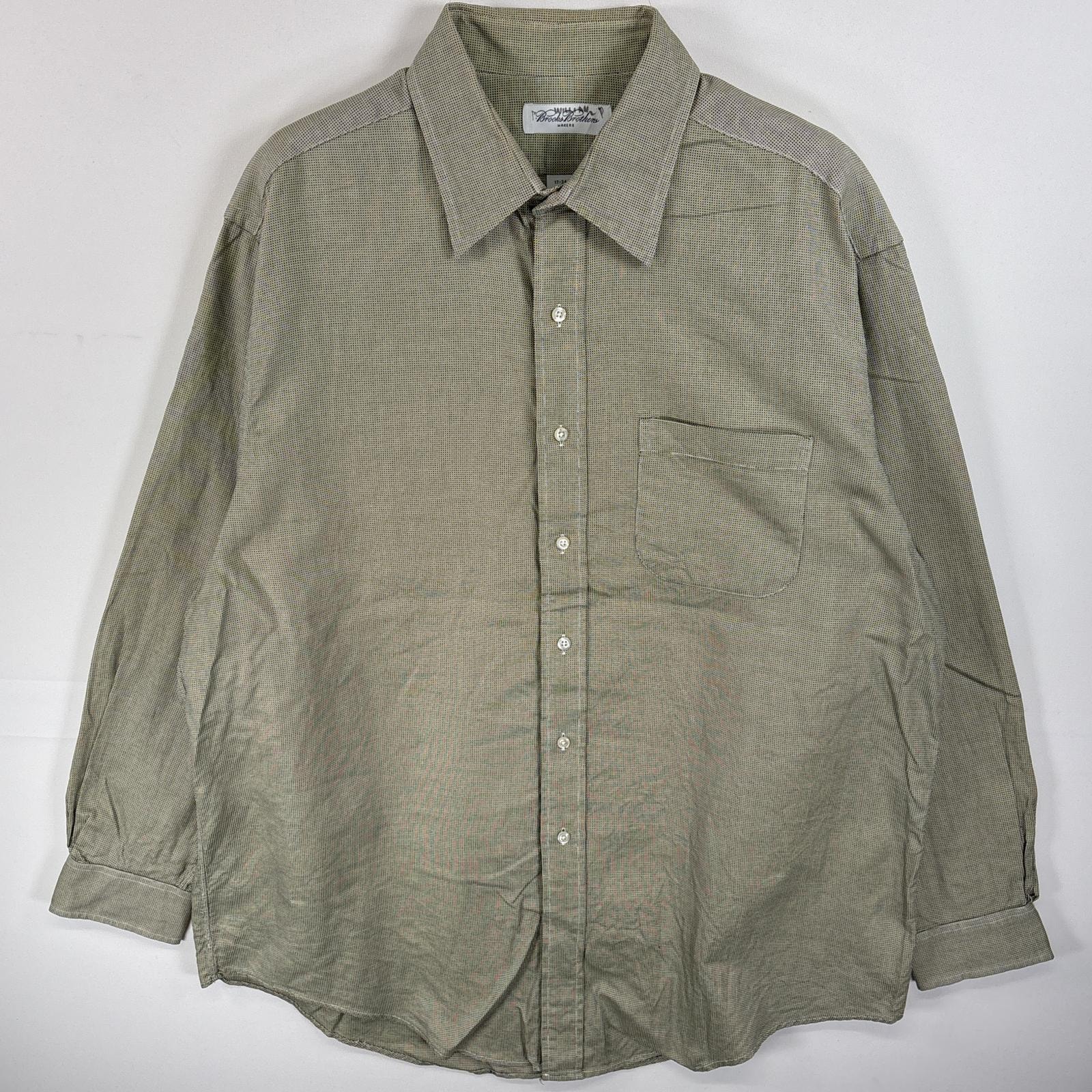 古着 ブルックスブラザーズ Brooks Brothers 長袖シャツ USA製 胸ポケ 大きいサイズ 17 XL  グリーン系 チェック メンズ