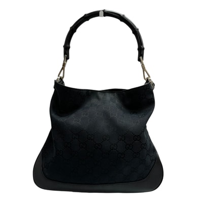 GUCCI グッチ バンブー ブラック シルバー金具 GGキャンバス レザー/ ショルダーバッグ S1-00093 【中古】