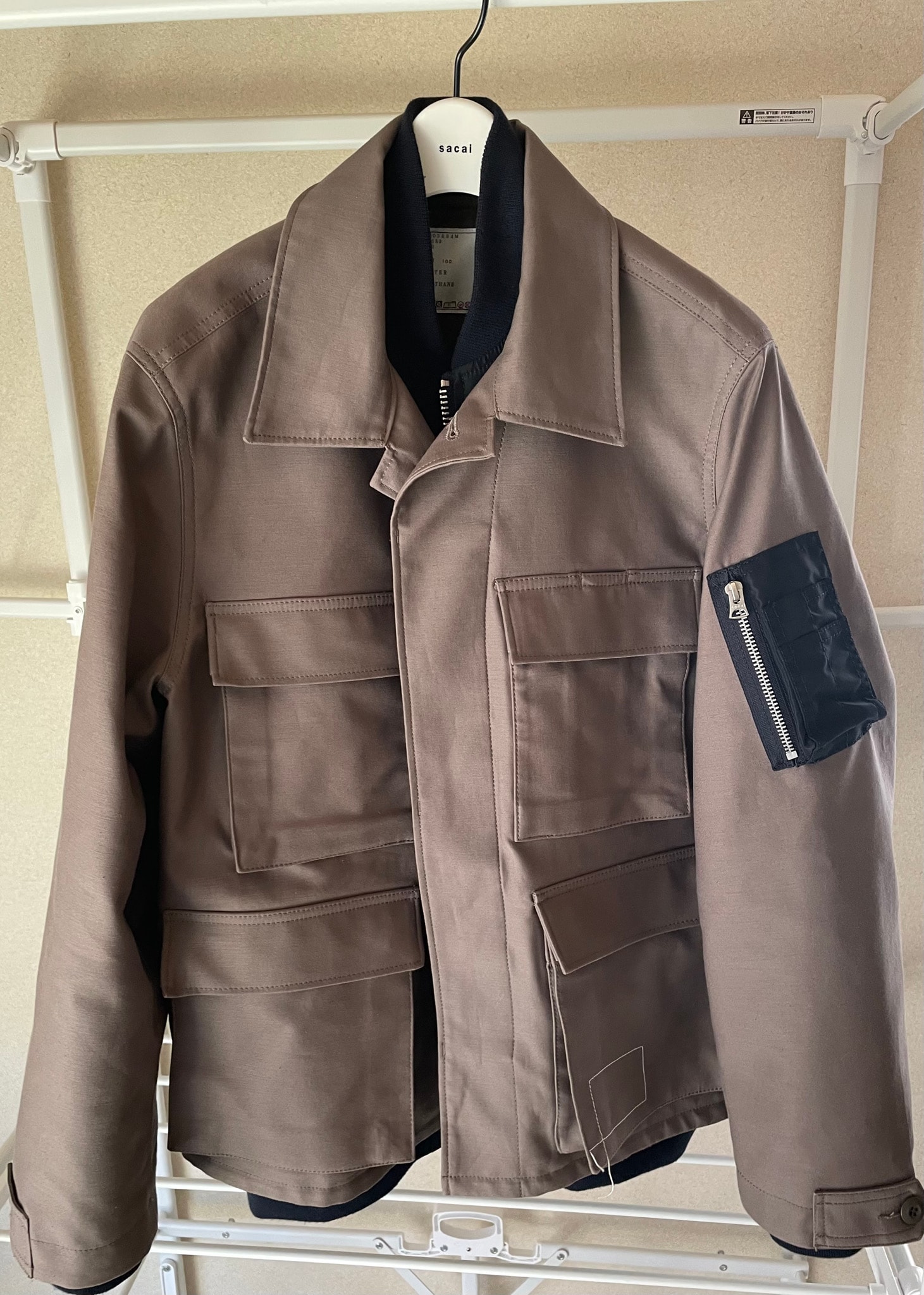 WTAPS x sacai Cotton Back Satin Jacket 02 / Jacket / Cotton Back Satin "Beige"