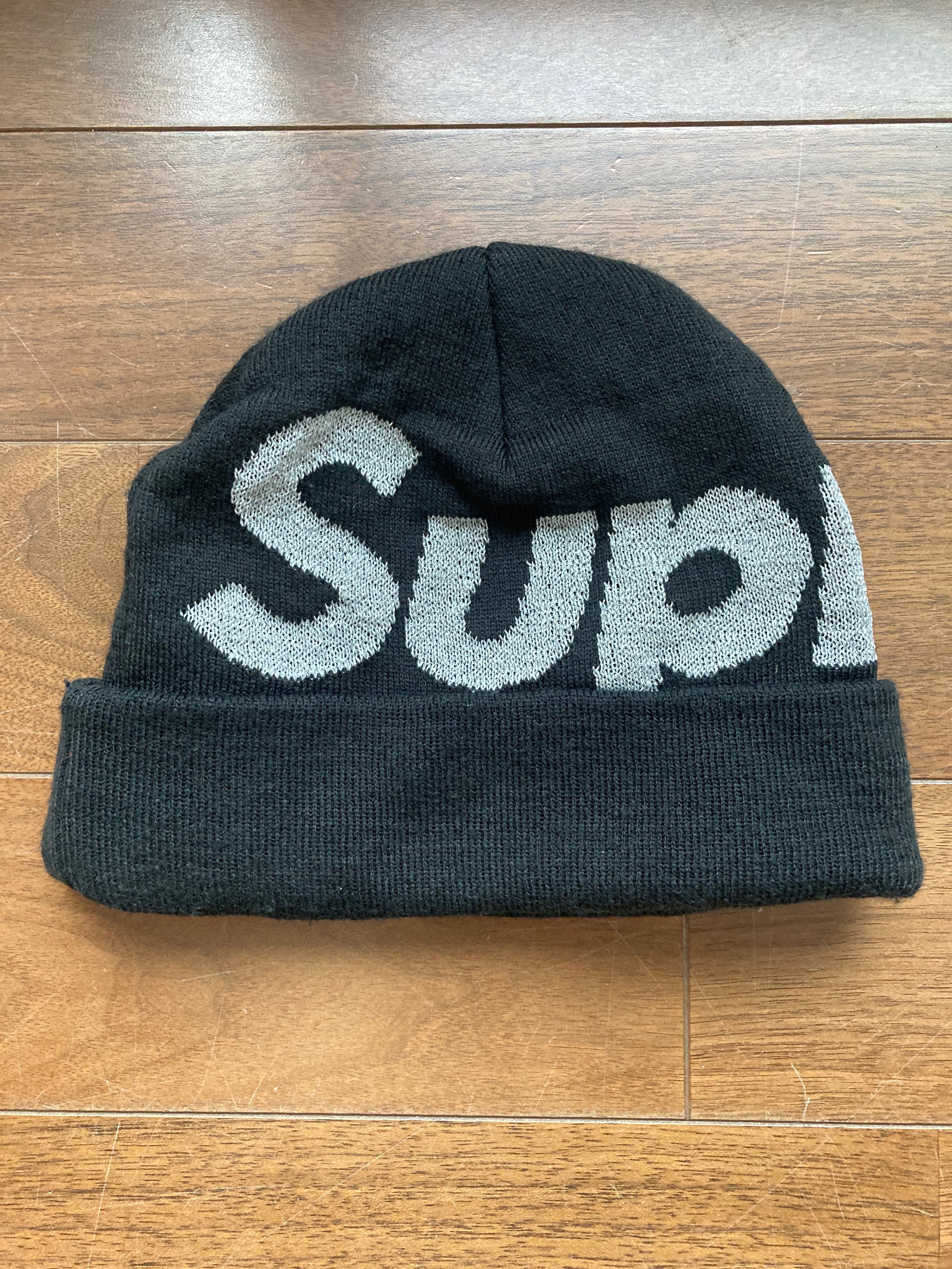 Supreme Reflective Big Logo Beanie "Black"