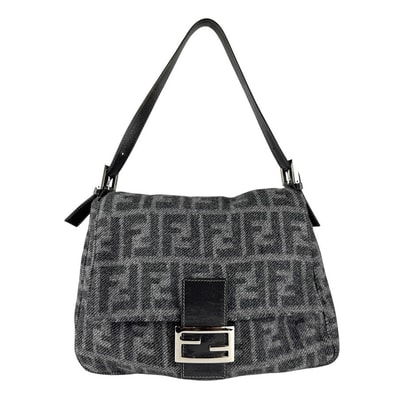 フェンディ FENDI ショルダーバッグ ズッカ ウール/レザー グレー レディース【中古】 z8840