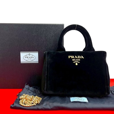 PRADA プラダ カナパ ベロア ショルダーバッグ ブラック
32258