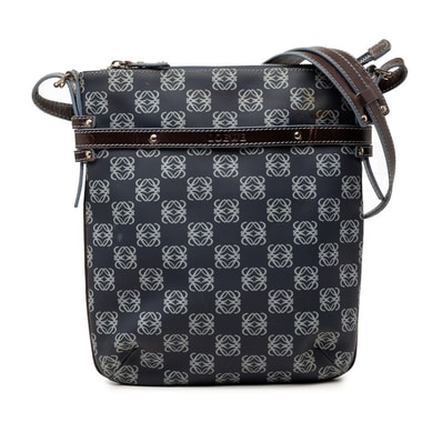 ロエベ リピートアナグラム 斜め掛け ショルダーバッグ ネイビー PVC レディース LOEWE 【中古】