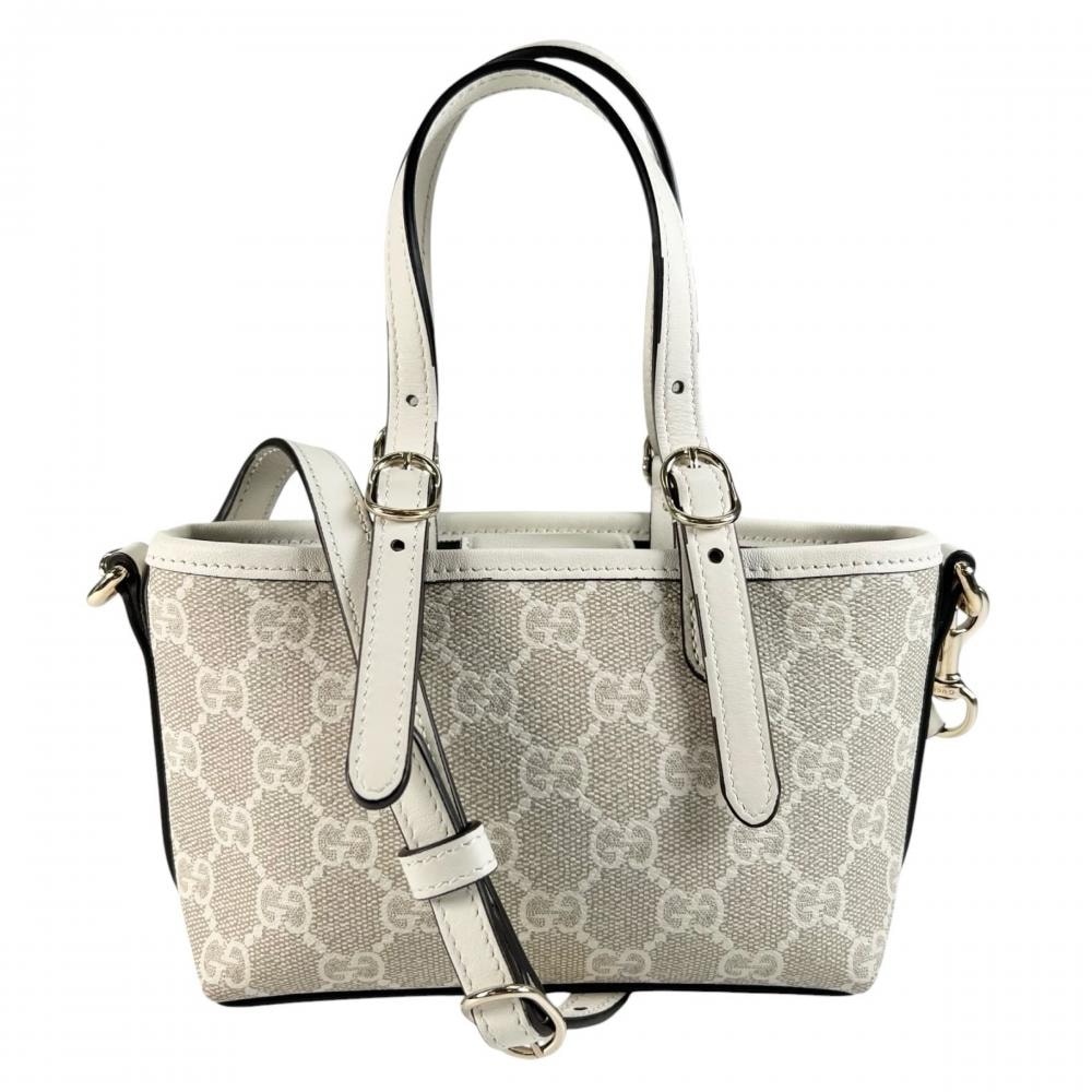 GUCCI グッチ 2WAY GGエンブレム ハンドバッグ ショルダーバッグ 855491 GGスプリームキャンバス ホワイト 白 レディース【中古品】