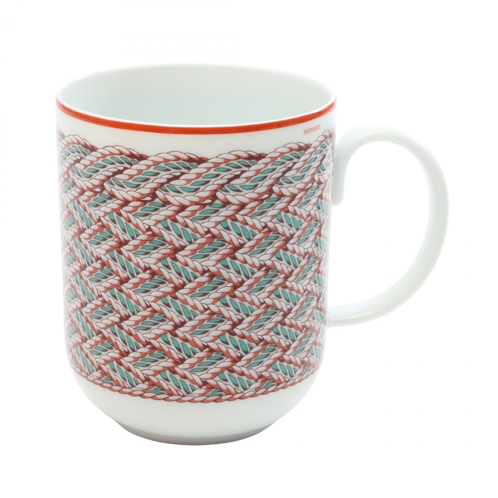 エルメス HERMES トレサージュ エケストル NO2 マグカップ 食器 アクセサリー 陶器 ホワイト メンズ レディース ホワイト系 / マルチカラー 【中古】