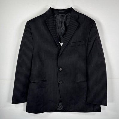 古着 ラルフローレン RALPH LAUREN テーラードジャケット ブレザー スーツ 46R ブラック ストライプ メンズ