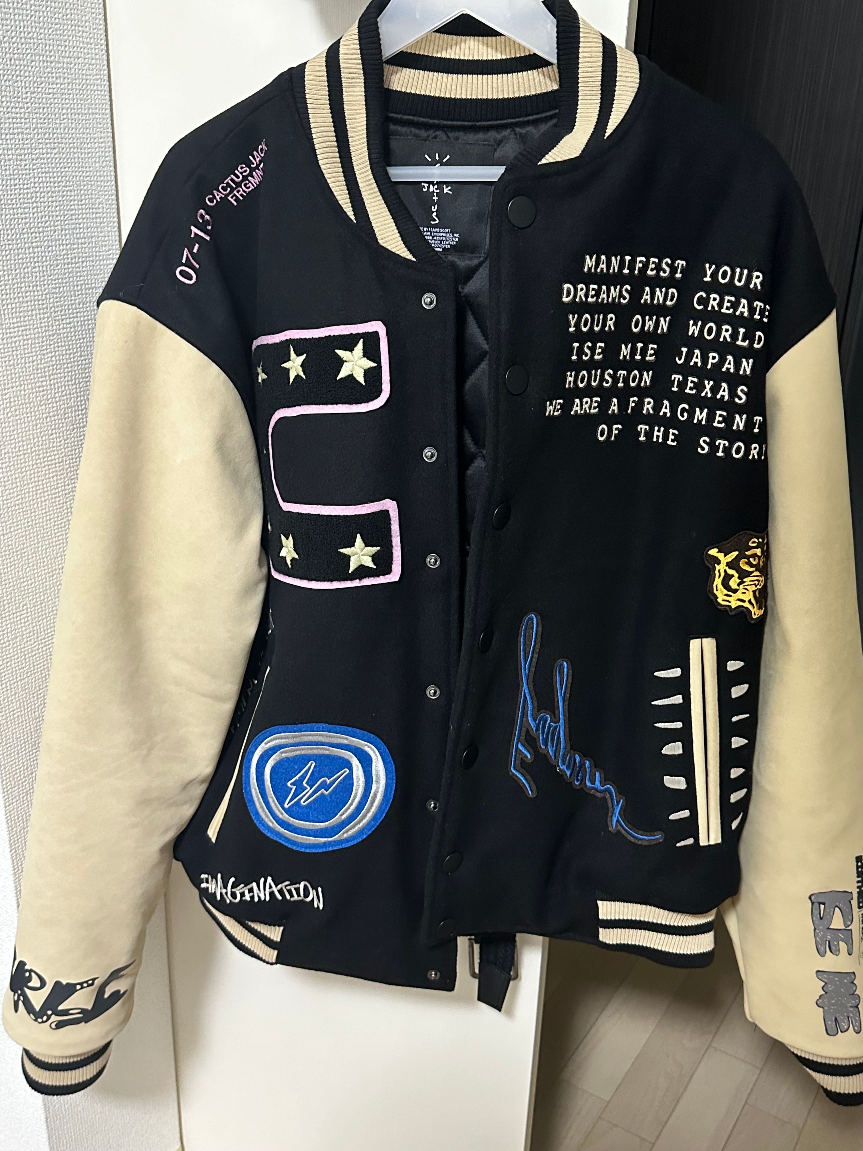 Travis Scott Cactus Jack For Fragment Manifest Letterman Jacket "Black"