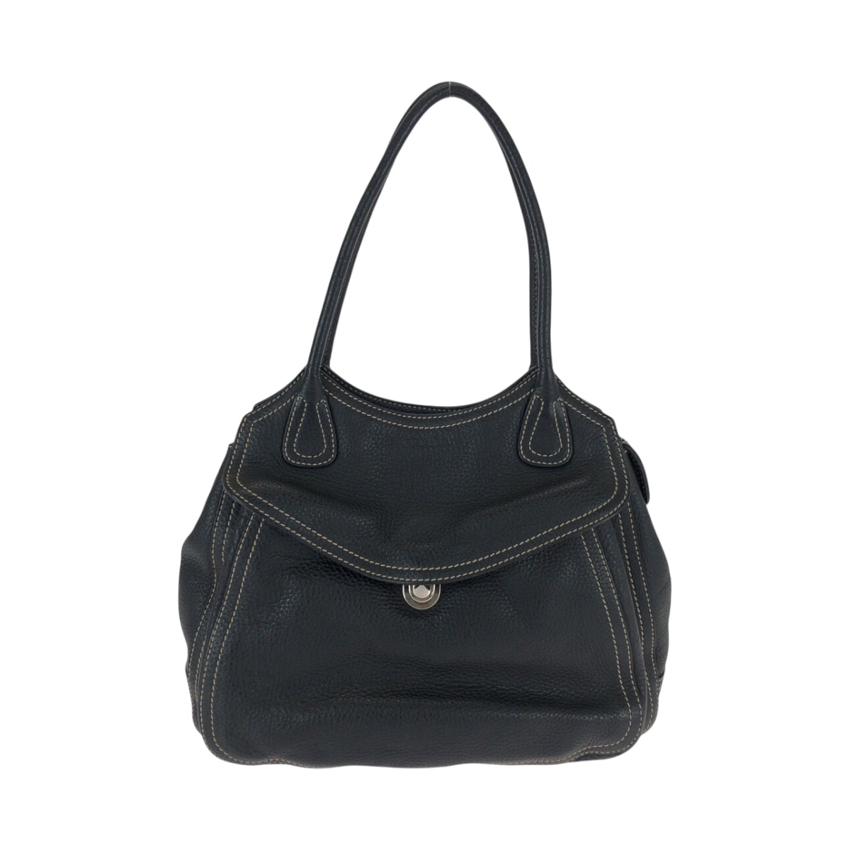 PRADA プラダ ロゴ ブラック 黒 シルバー金具 カーフ ショルダーバッグ トートバッグ 600157 【中古】