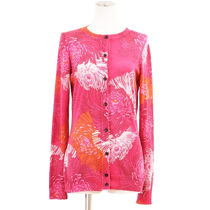 SALE【美品】GUCCI グッチ ニットカーディガン サイズ S レディース フローラル 花柄 ウール × シルク × カシミヤ トップス ピンク 桃色 イタリア製