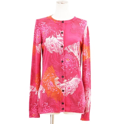 SALE【美品】GUCCI グッチ ニットカーディガン サイズ S レディース フローラル 花柄 ウール × シルク × カシミヤ トップス ピンク 桃色 イタリア製
