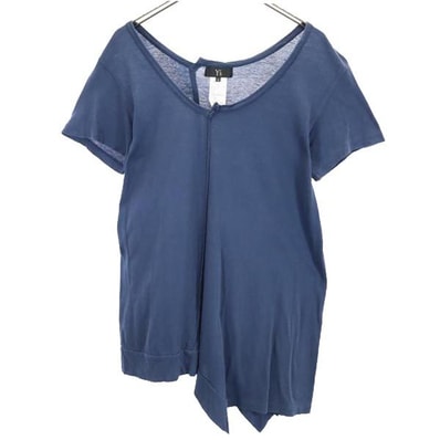 Y's ワイズ 日本製 半袖 アシンメトリー Tシャツ 2 ネイビー系