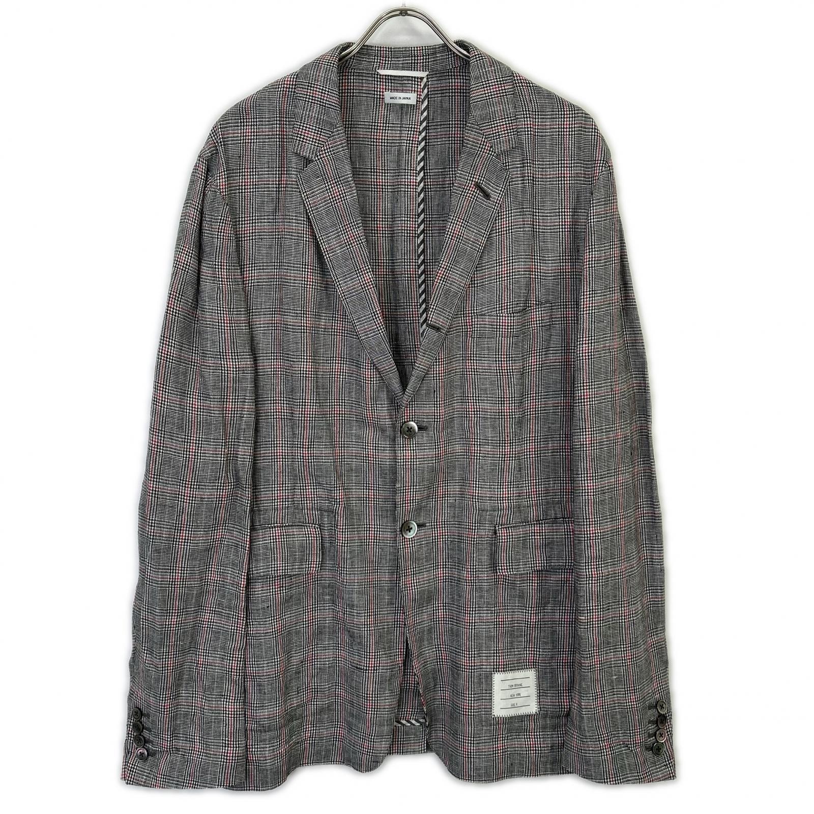 トムブラウン グレー MJU080AW8131 リネン テーラードジャケット 4