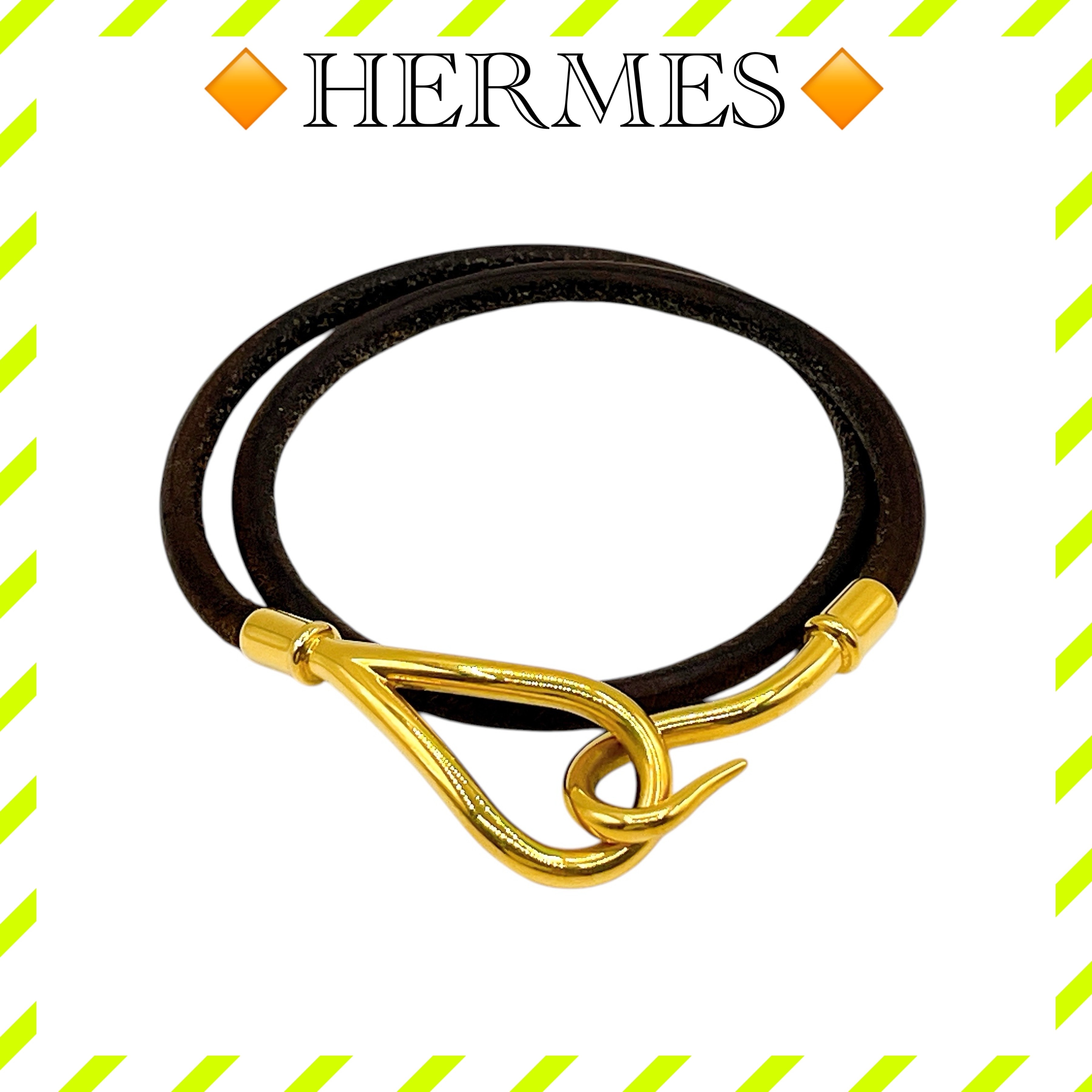 Hermes Jumbo Hook Choker Bracelet "Brown/Gold"