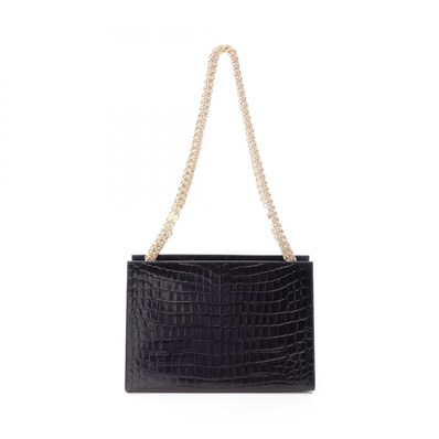 サルヴァトーレフェラガモ Salvatore Ferragamo クロコ型押し ショルダーバッグ バッグ レザー レディース ブラック系 【中古】