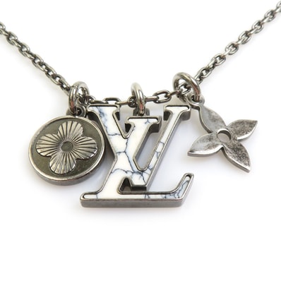 ルイ ヴィトン LOUIS VUITTON ネックレス ペンダント LVイニシャル シルバー メンズ M00317【中古】 h32349i