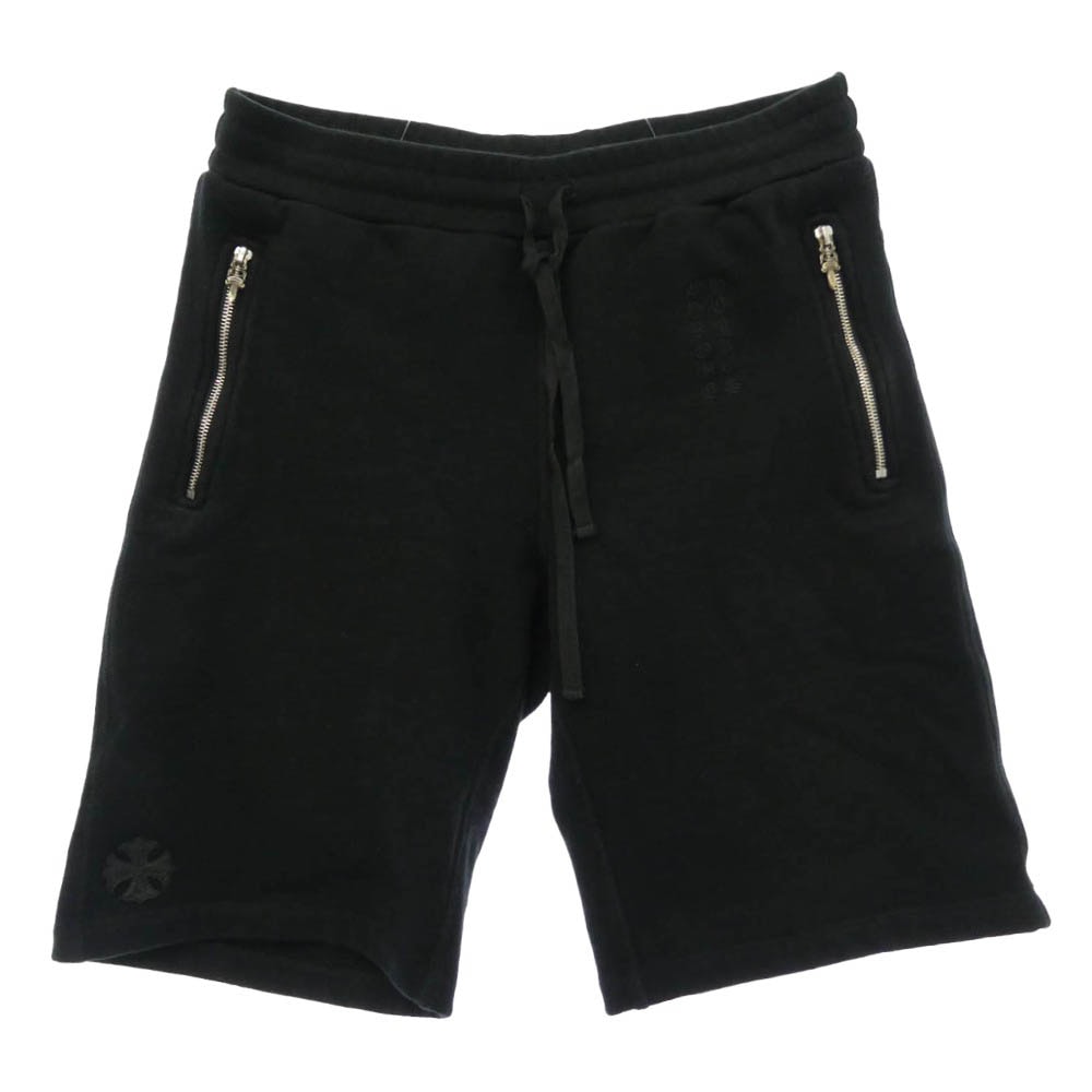 CHROME HEARTS クロムハーツ(原本無) Y NOT CHプラス レザーパッチ付き スウェット ハーフ パンツ ブラック系 M【中古】