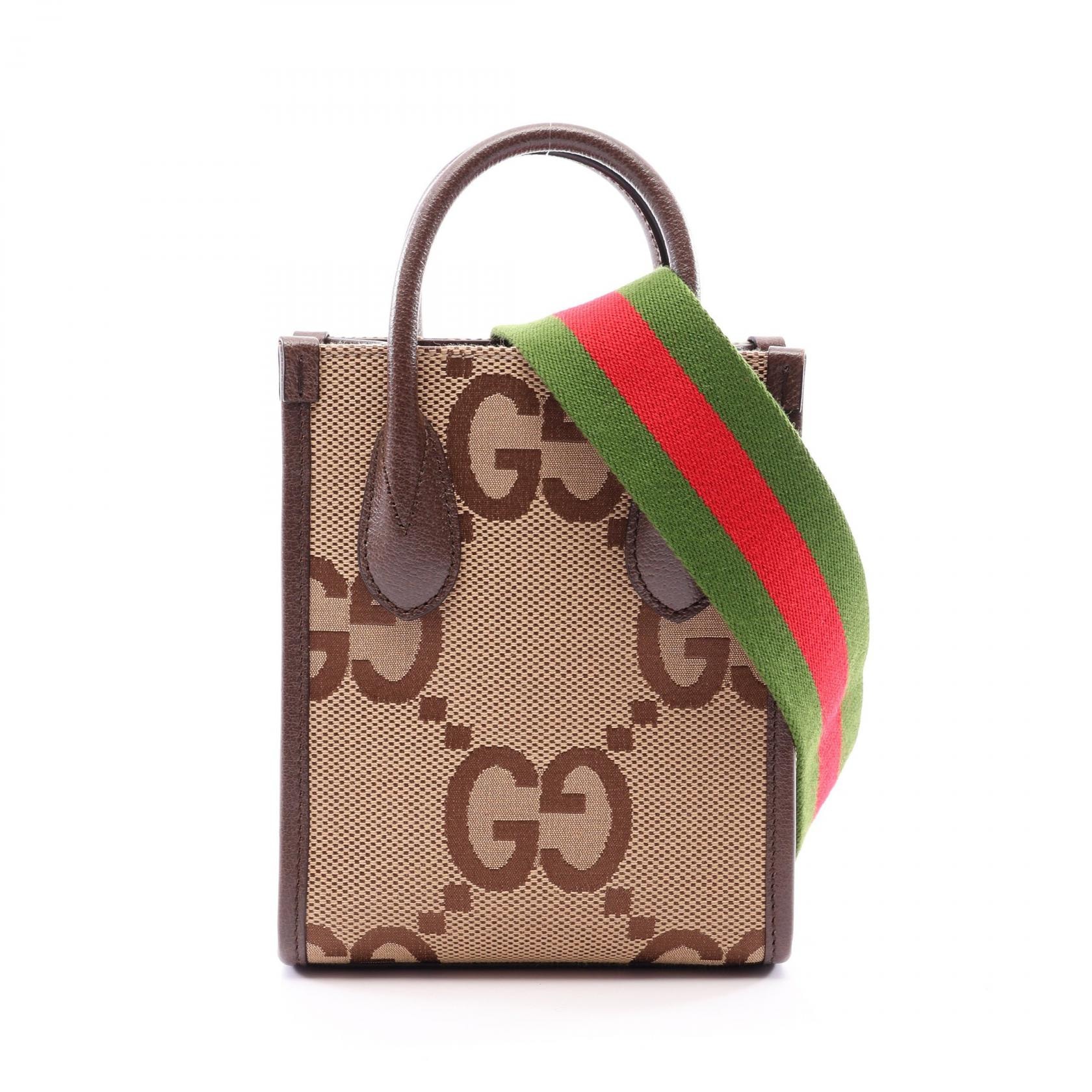 グッチ GUCCI ジャンボGG 2WAY トートバッグ バッグ キャンバス レザー レディース ベージュ系 / ブラウン系 699406 【中古】
