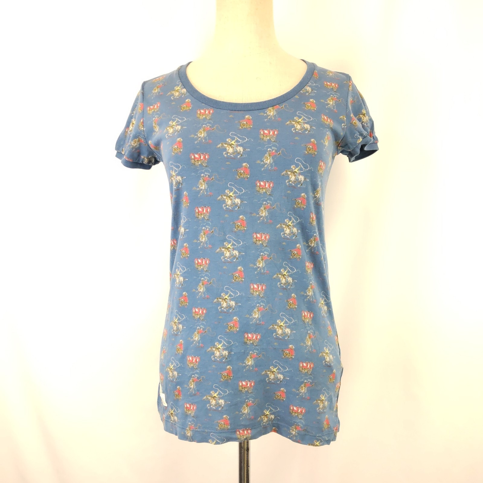 新古品?★限定!UNIQLO +J × Cath Kidston/ユニクロ★コラボ/半袖トップス/Tシャツ【レディースM/紺/navy/総柄】Tops/Shirt◆BJ180-a