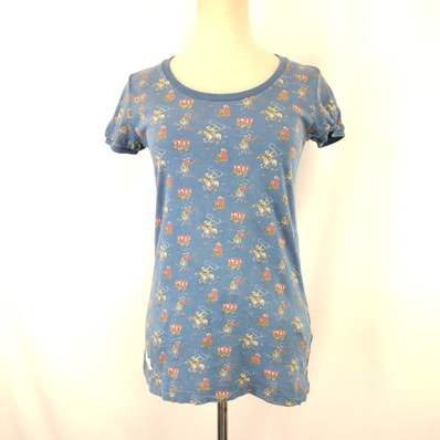 新古品?★限定!UNIQLO +J × Cath Kidston/ユニクロ★コラボ/半袖トップス/Tシャツ【レディースM/紺/navy/総柄】Tops/Shirt◆BJ180-a