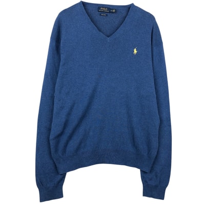 古着 ラルフローレン Ralph Lauren POLO RALPH LAUREN PIMA COTTON Vネック ピマコットンニットセーター メンズL相当/eaa605046