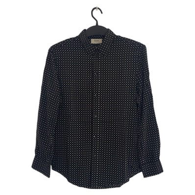 美品 CELINE セリーヌ ドット柄 サイズ38 ブラック 黒 レーヨン 長袖シャツ ブラウス 601591 【中古】
