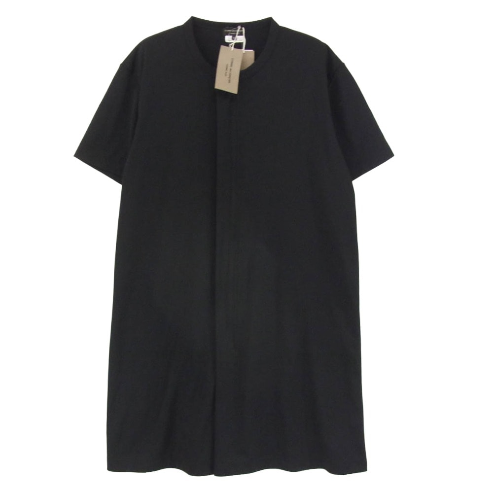 COMME des GARCONS HOMME PLUS コムデギャルソンオムプリュス Tシャツ AD2024 PN-T008 比翼ジップデザイン クルーネック 半袖 Tシャツ ロング カットソー ブラック系 M【美品】【中古】