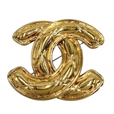 CHANEL シャネル ブローチ マトラッセ ココマーク ヴィンテージ アクセサリー GP ゴールド レディース 約34.0g【中古品】